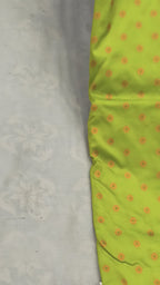 Neon Yellow And Blue Banarasi Silk Saree For women With Unstitched Blouse