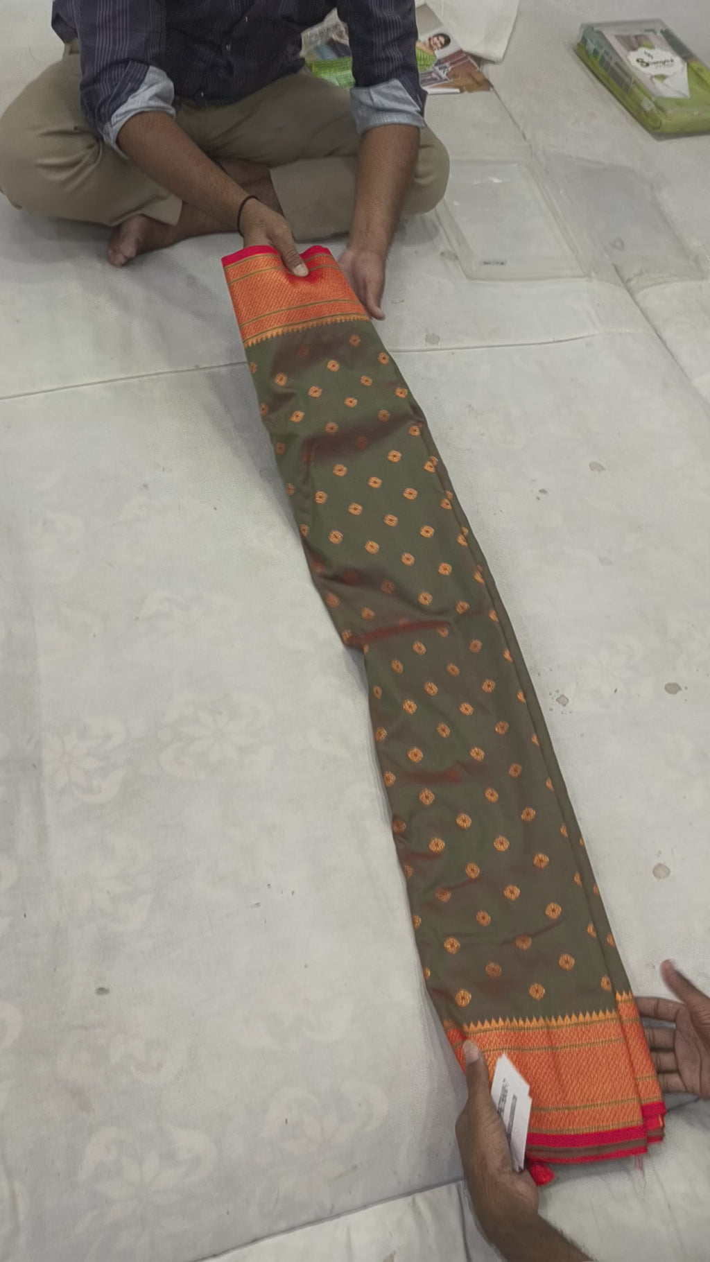 Grey And Orange Banarasi Silk Saree For women With Unstitched Blouse