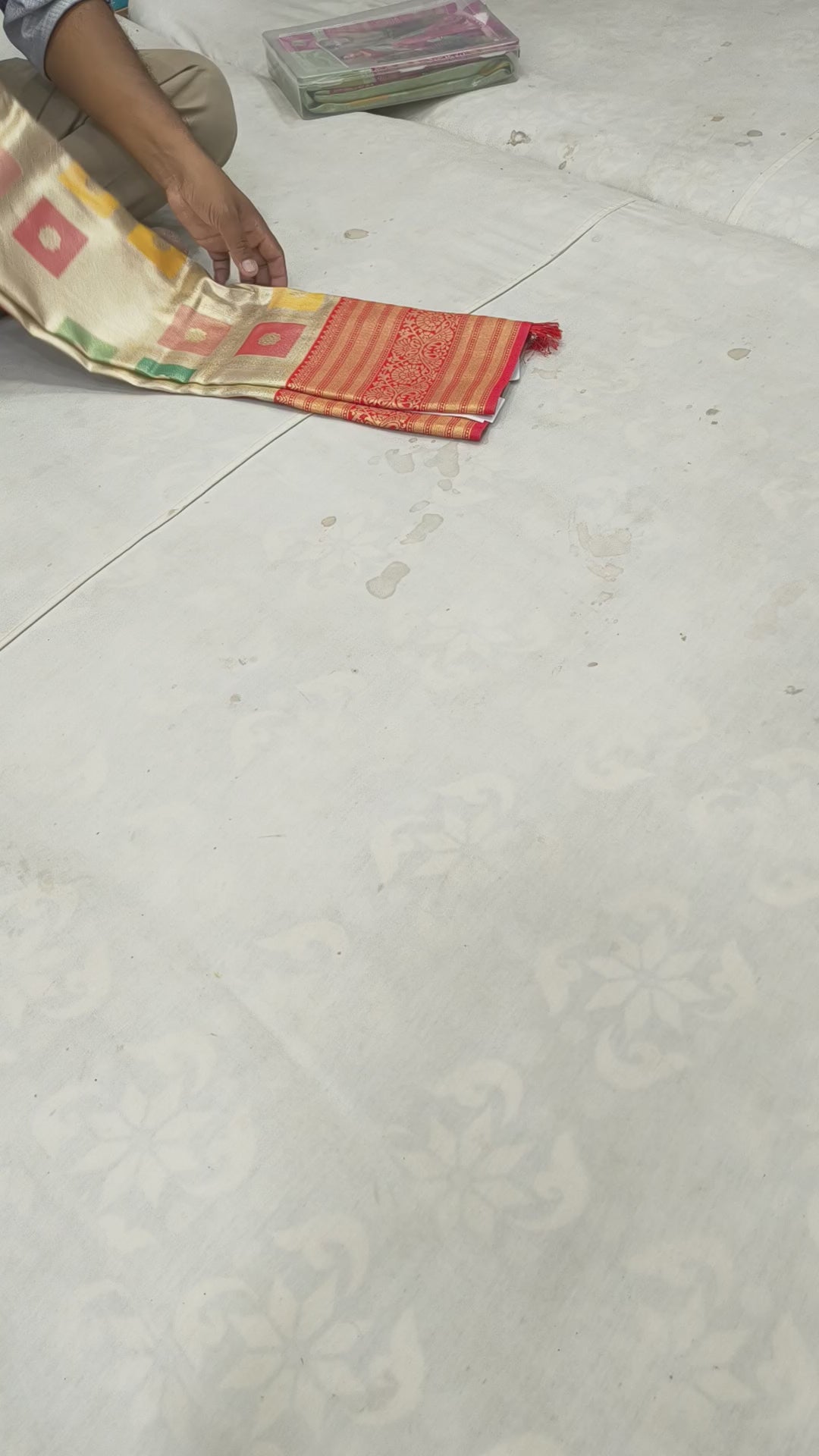 Gold And Red Banaras Silk Saree For women With Unstitched Blouse