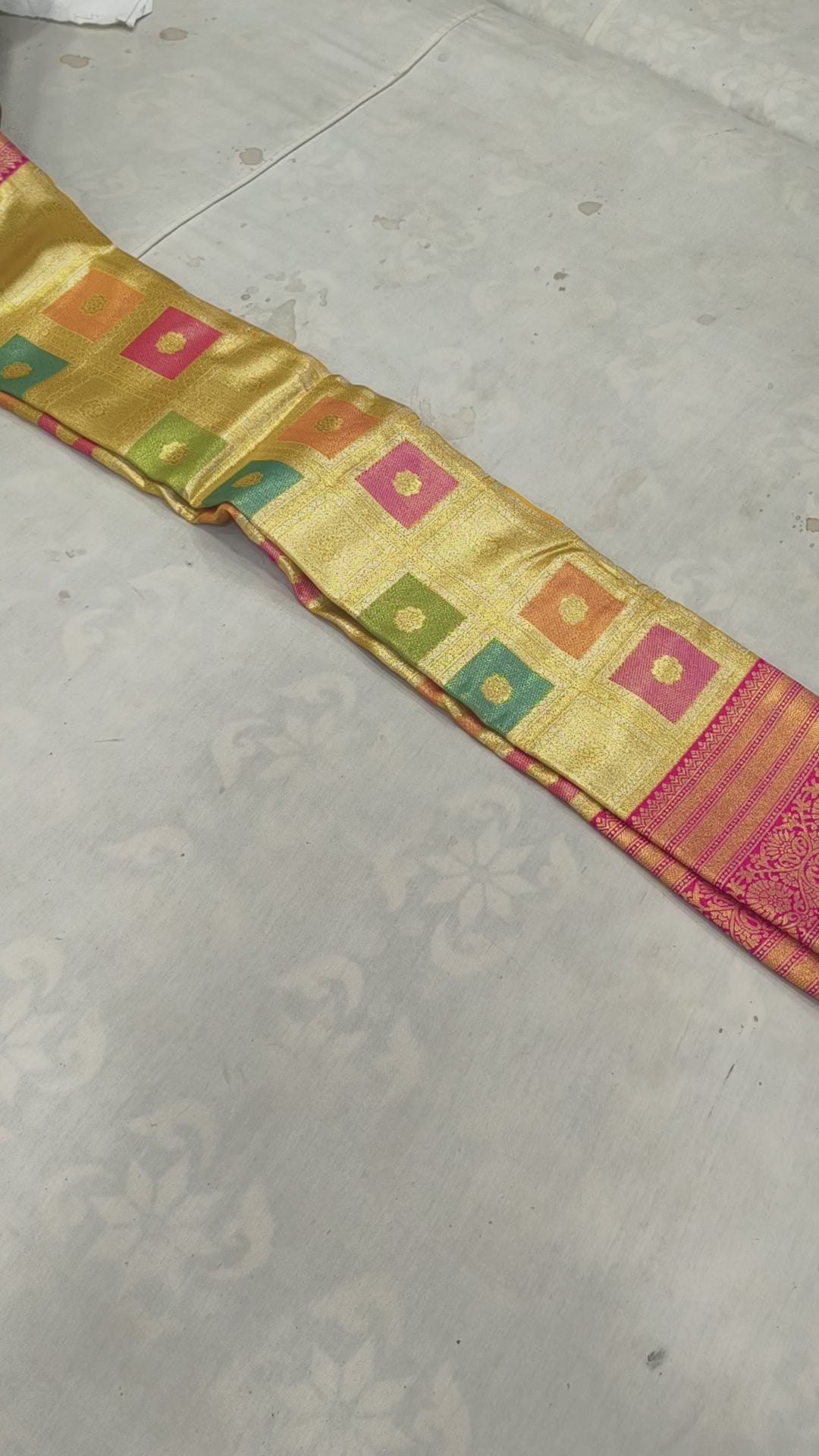 Yellow And Pink Banaras Silk Saree For women With Unstitched Blouse
