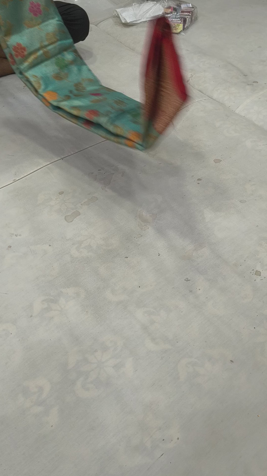 Sky Blue And Red Kanchipuram Silk Saree For women With Unstitched Blouse