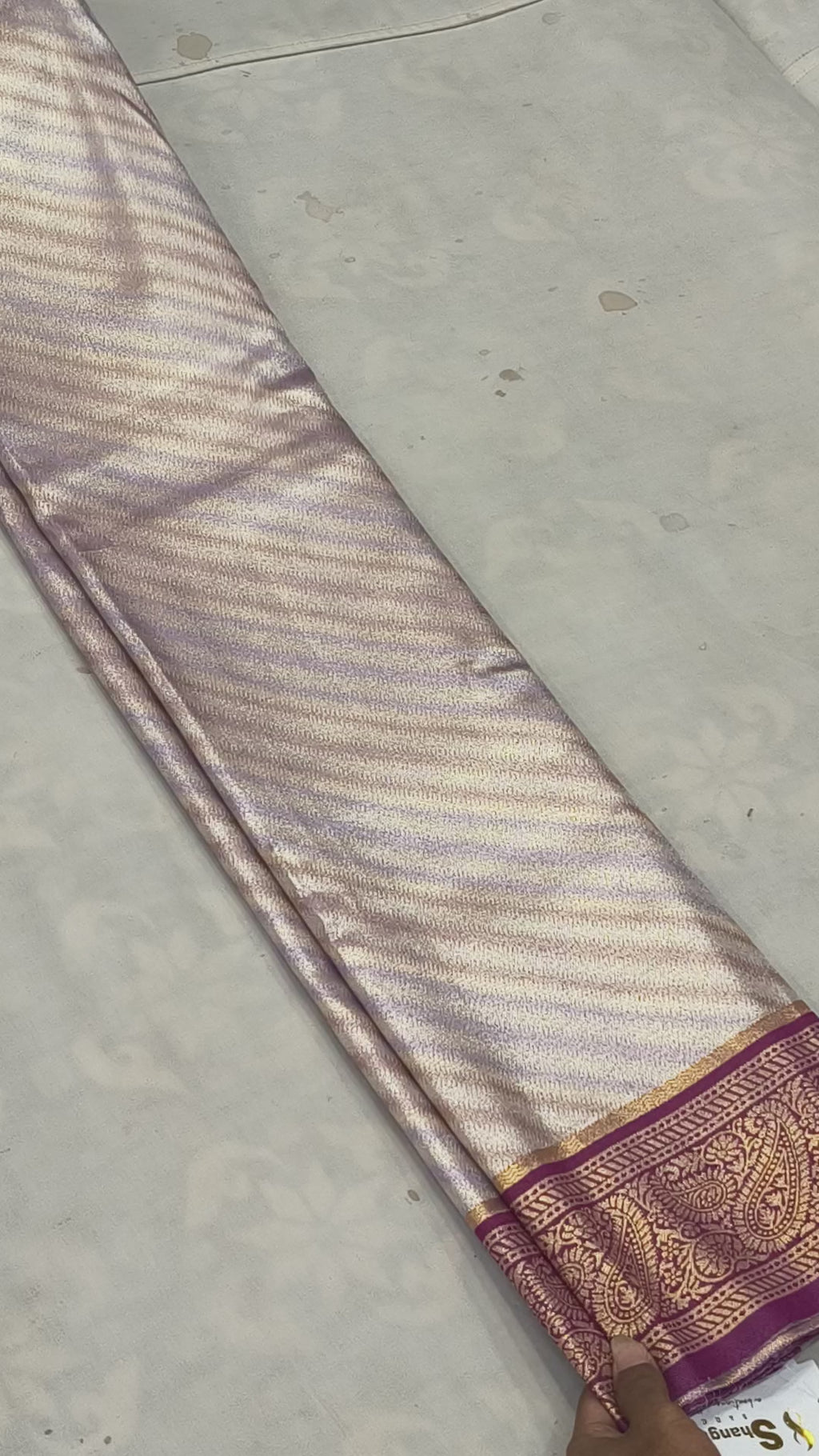Silver And Purple Banaras Silk Saree For women With Unstitched Blouse