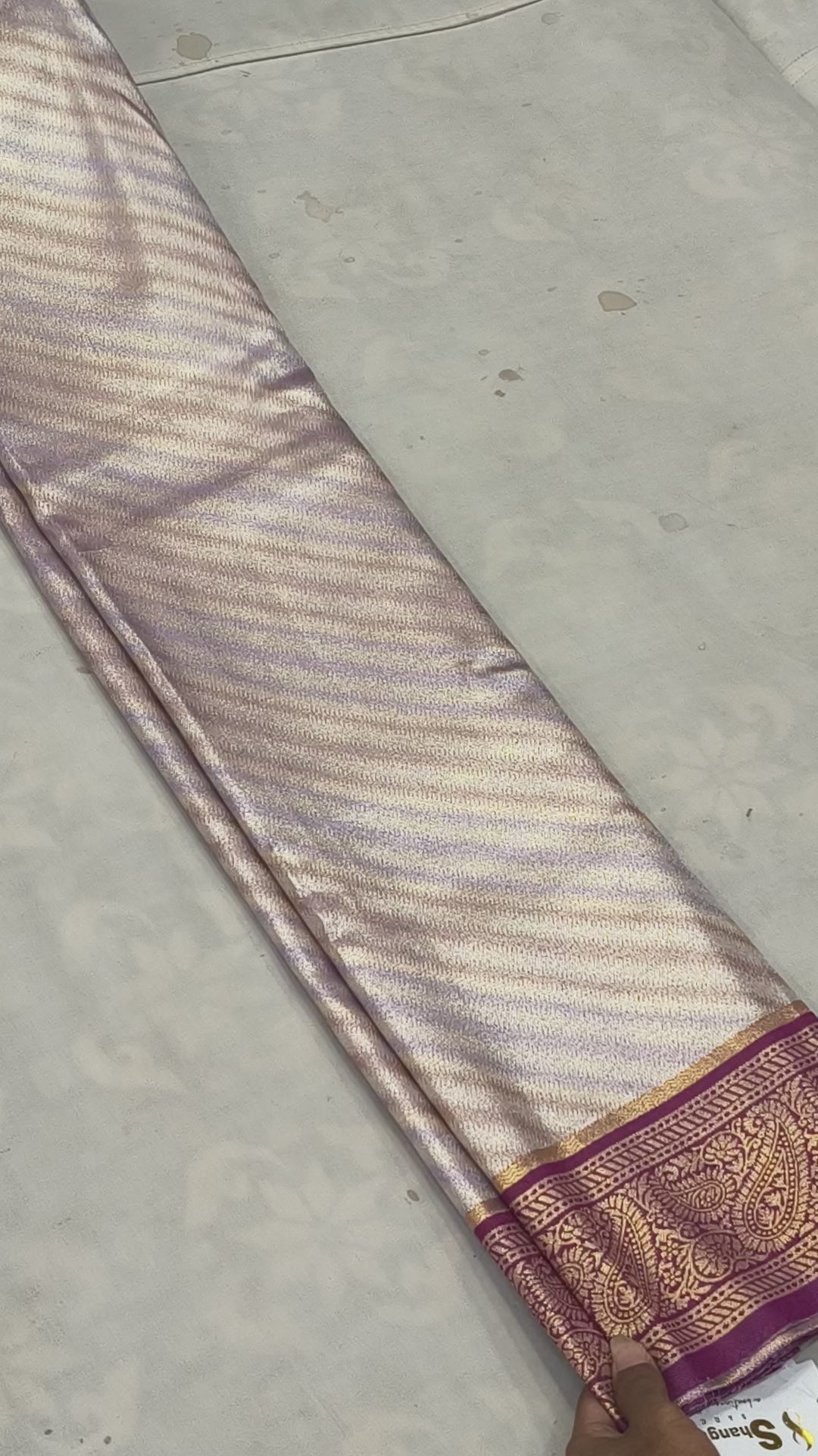 Silver And Purple Banaras Silk Saree For women With Unstitched Blouse