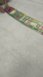 Multicolor Pastel Banaras Silk Saree For women With Unstitched Blouse