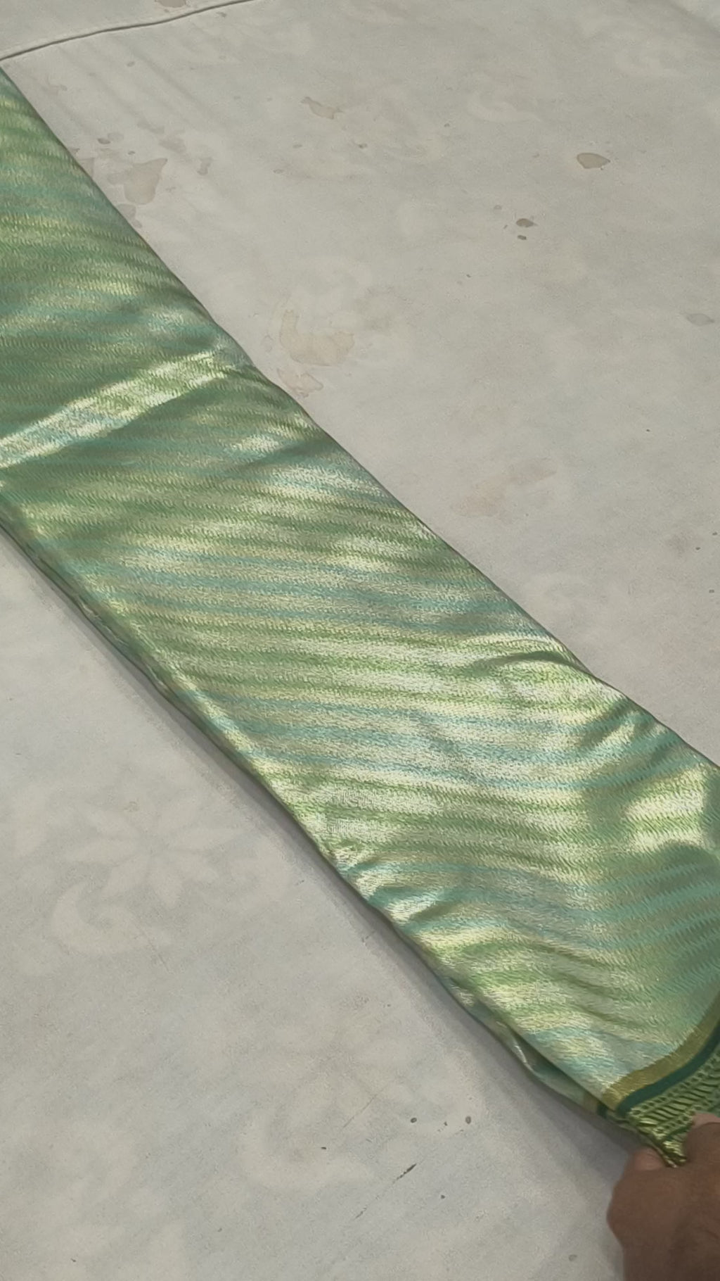 Blue And Olive Green Banaras Silk Saree For women With Unstitched Blouse