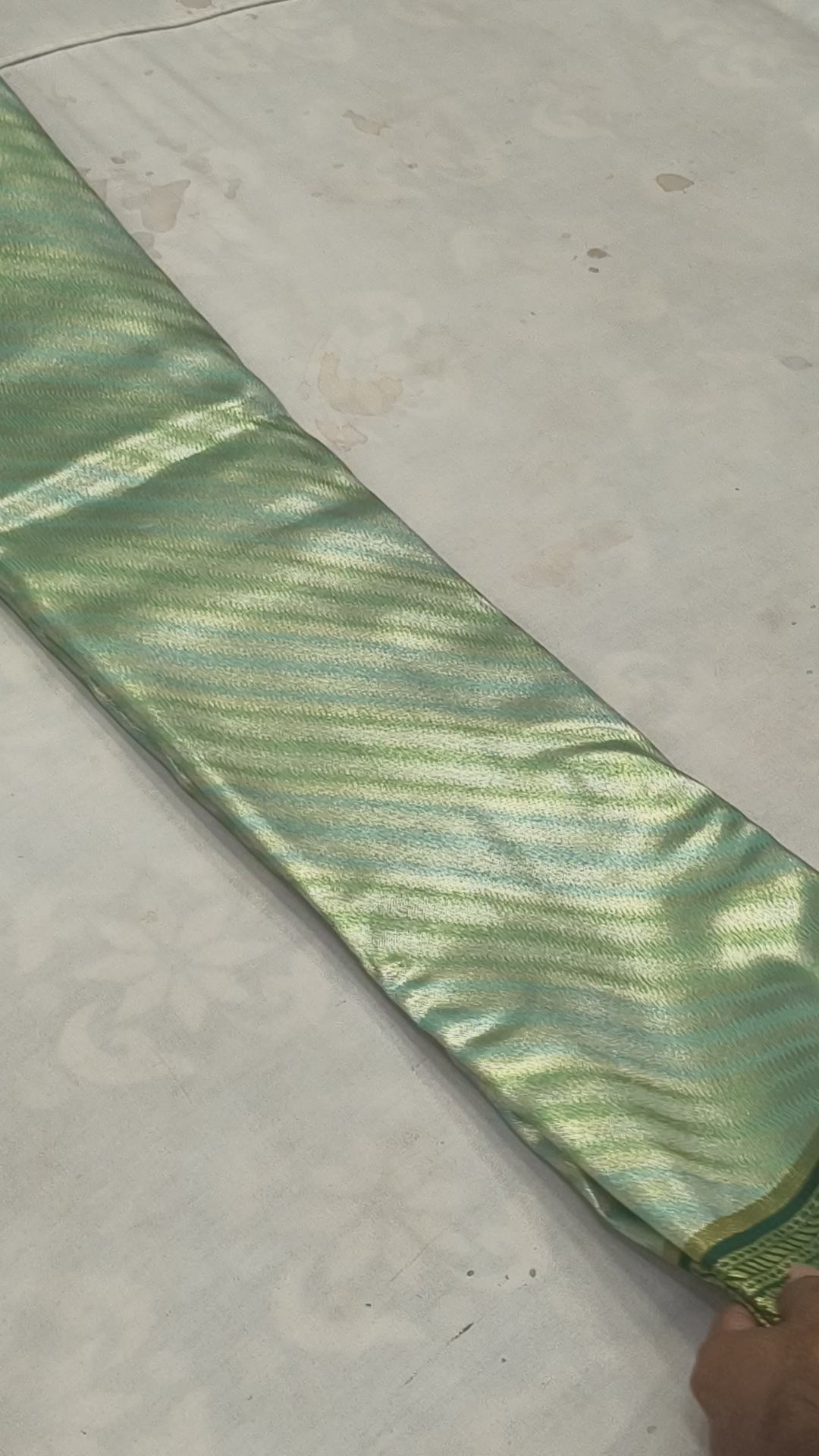 Blue And Olive Green Banaras Silk Saree For women With Unstitched Blouse