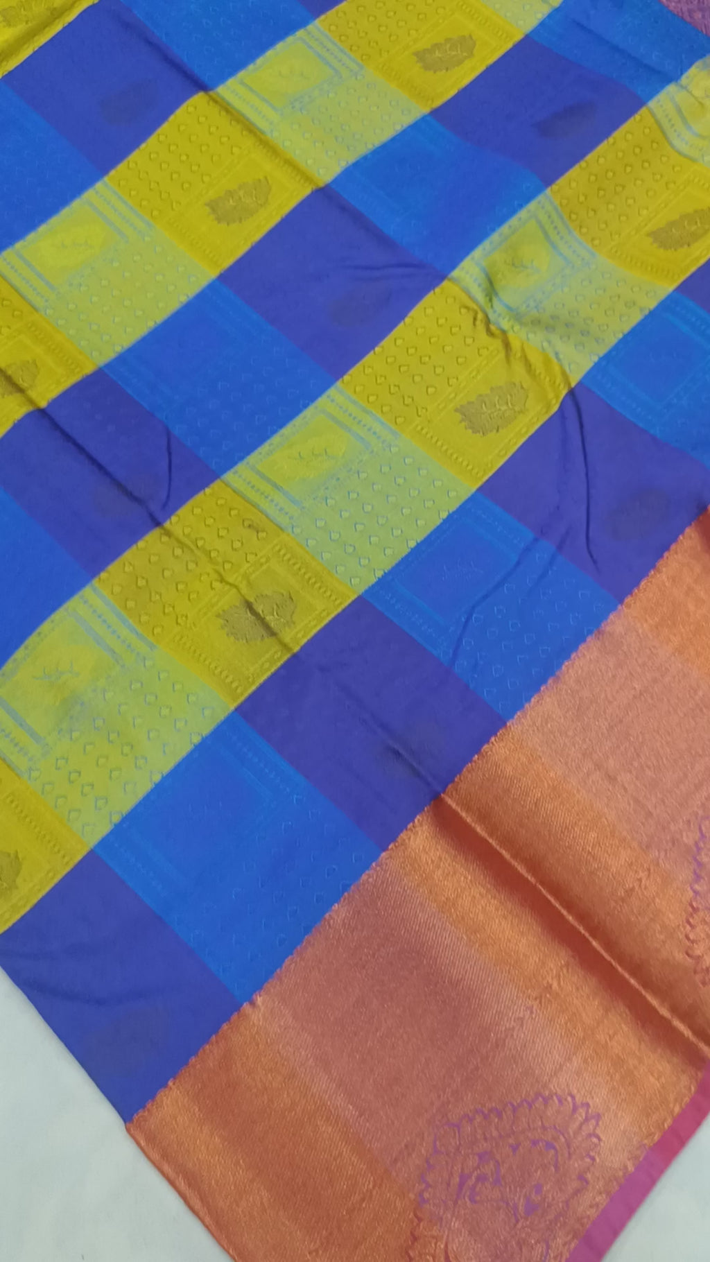 Blue And Yellow Kanchipuram Silk Saree For Women