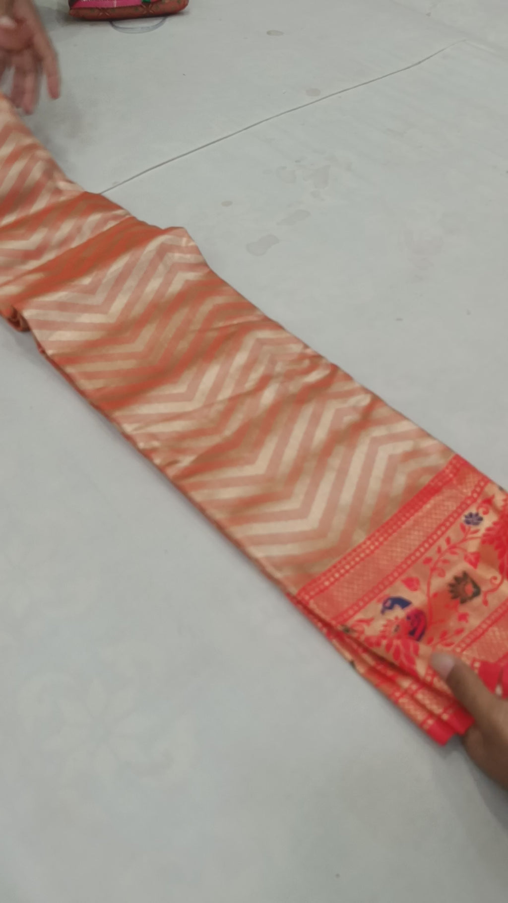 Red And Brown Banaras Silk Saree For women With Unstitched Blouse